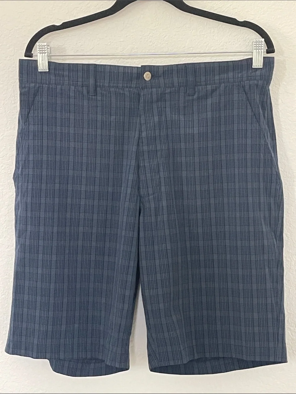 FootJoy Men’s Plaid Golf Shorts Gray Blue Performance Stretch Size 34